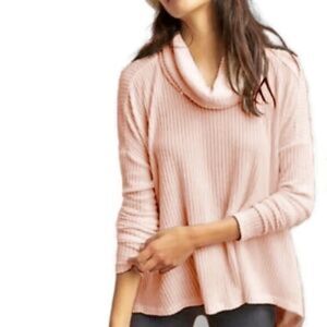 Anthropologie Maeve Ribbed Cowlneck Sweater in Pink Womens Size M Fall Winter